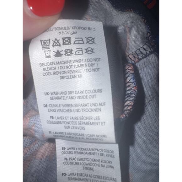 Boden Laura Jersey Midi Shirt Dress Size 16L Navy Red Floral Pattern with Belt - Picture 8 of 9